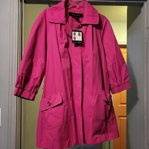 Apostrophe Rain Jacket 3/4 Sleeve Hot Pink Lightweight